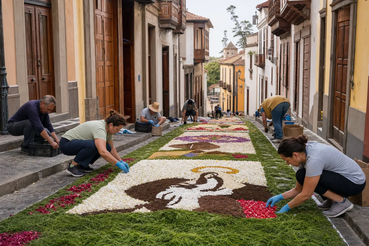 KI-generierte Illustration zu den Blütenteppichen in La Orotava