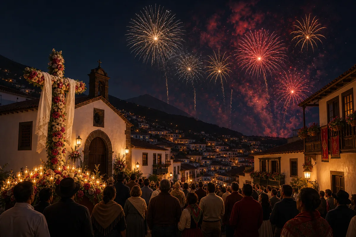KI-Illustration zu Cruces y Fuegos de Mayo in Los Realejos